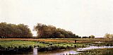 Hunter Paintings - Hunter in the Meadows of Old Newburyport Massachusetts by Alfred Thompson Bricher